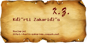 Kürti Zakariás névjegykártya